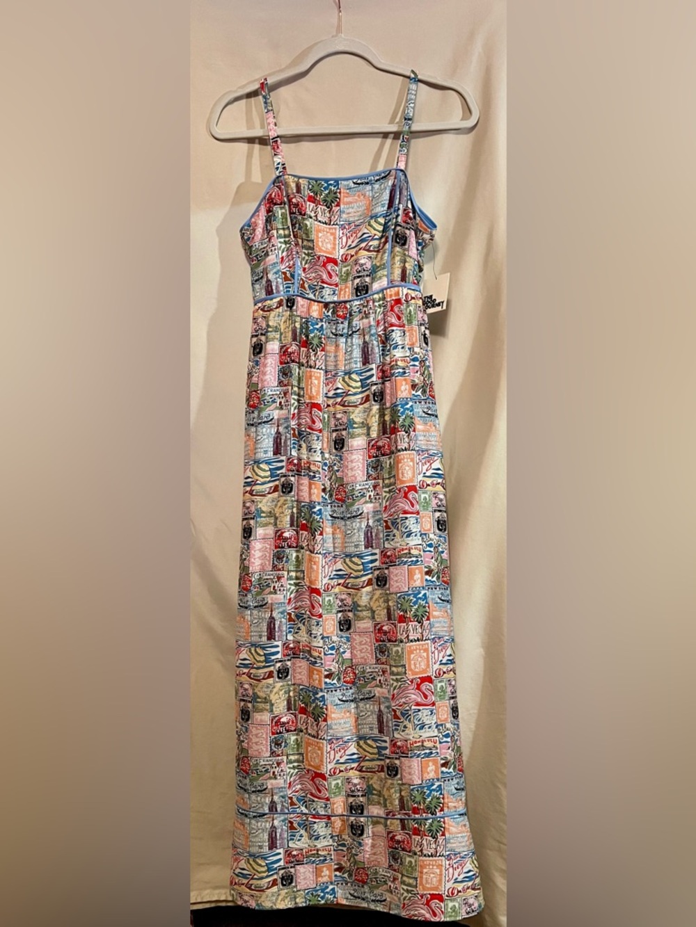 NWT The Good Journey Destination Travel Print Spaghetti-Strap Maxi Dress size 4